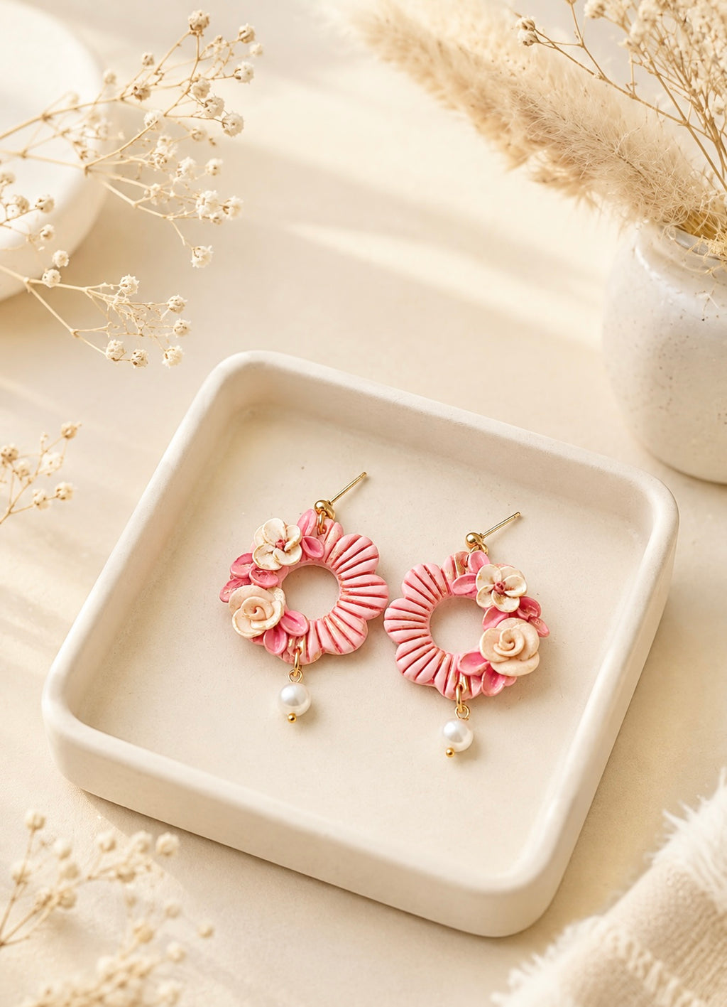 Pink Blossom Hoops