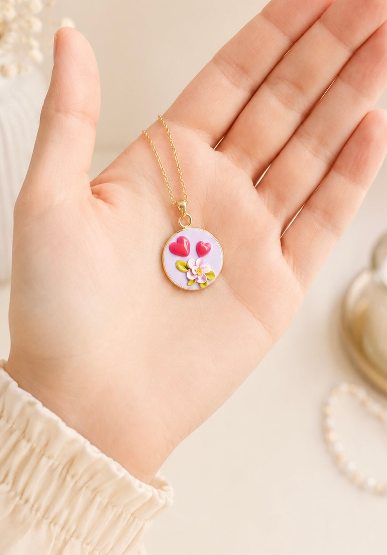 Twin Hearts Bloom Necklace