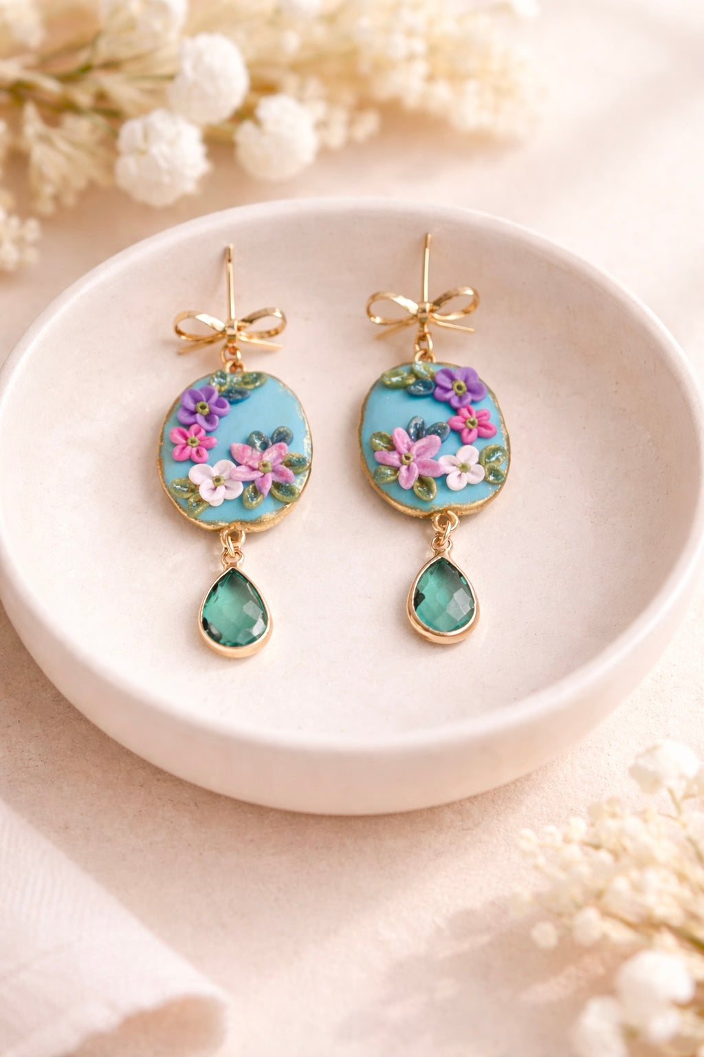 Turquoise Floral Teardrop