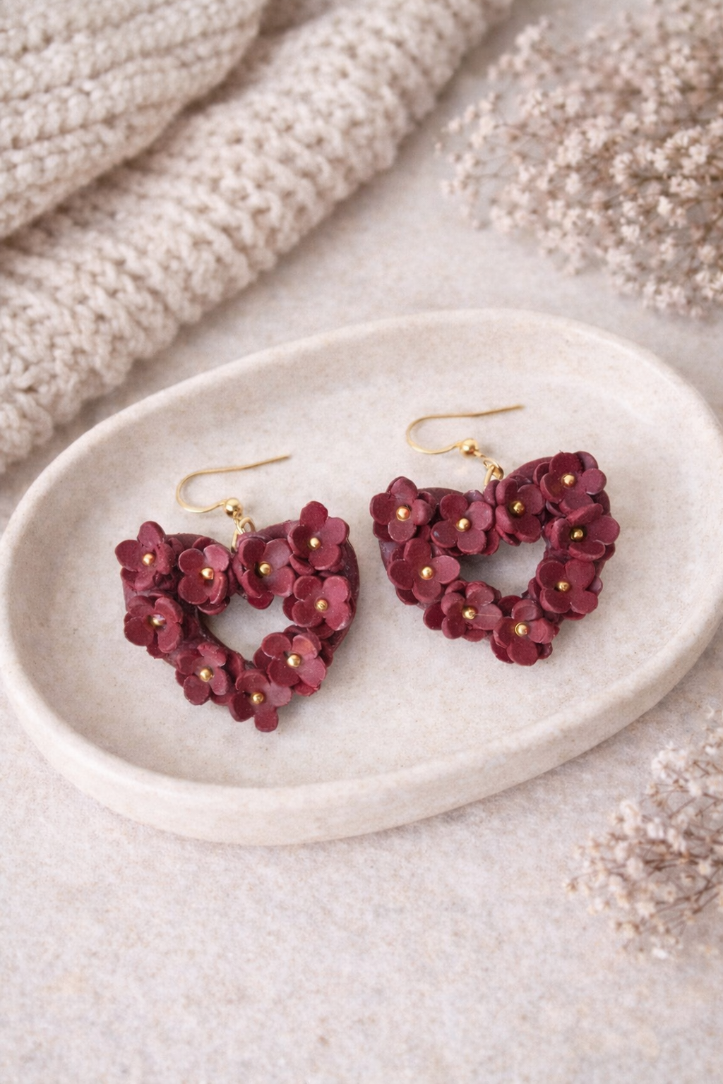 Burgundy Blossom Heart
