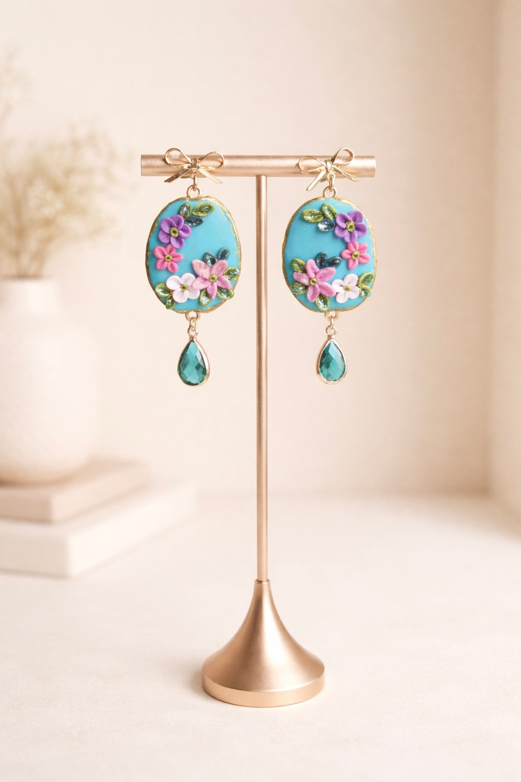 Turquoise Floral Teardrop